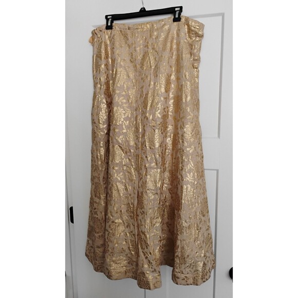 Handmade Bohemian Maxi Skirt Neutral Metallic Gold Floral Design 16 EUC Gorgeous - Picture 6 of 10